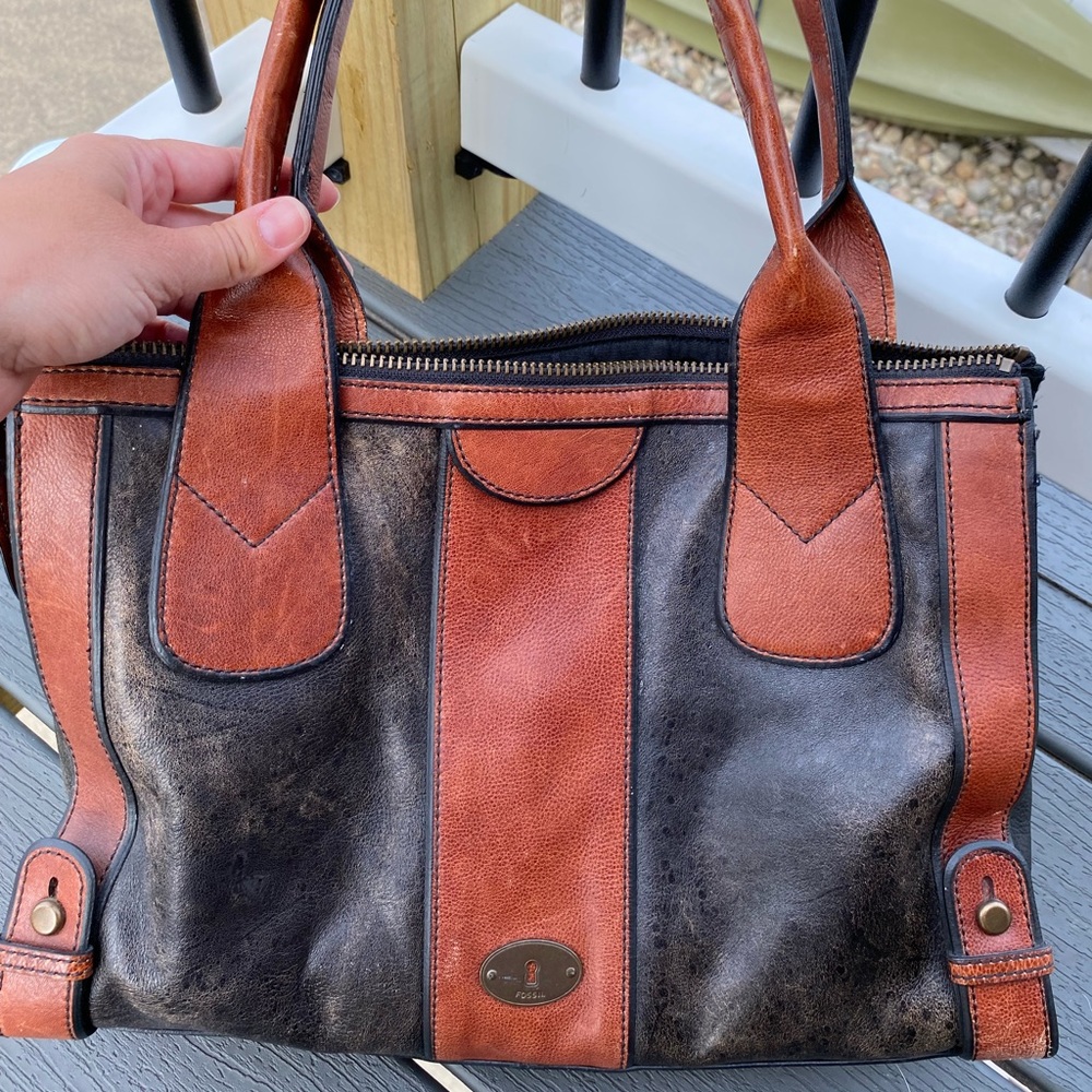 Fossil Distressed Double Handled Satchel - image 1